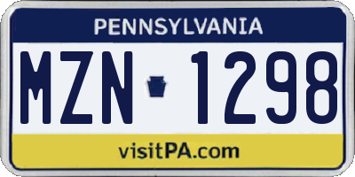 PA license plate MZN1298