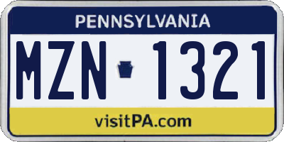 PA license plate MZN1321