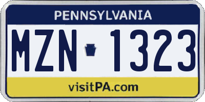 PA license plate MZN1323
