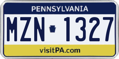 PA license plate MZN1327