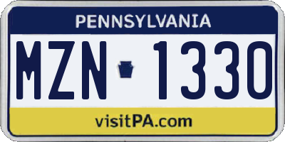 PA license plate MZN1330
