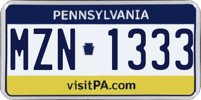 PA license plate MZN1333