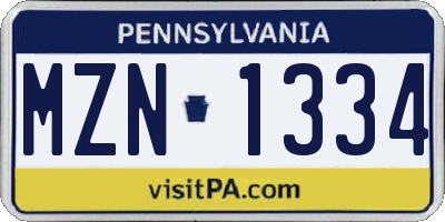 PA license plate MZN1334
