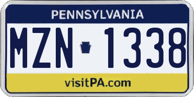 PA license plate MZN1338