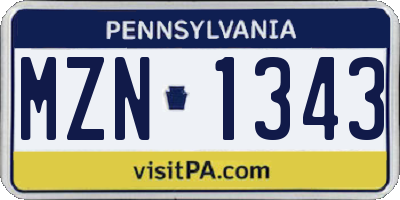 PA license plate MZN1343