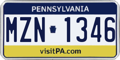 PA license plate MZN1346