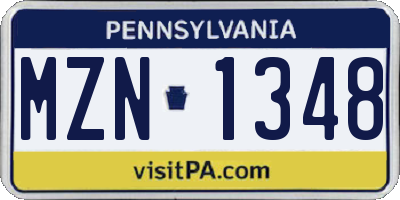 PA license plate MZN1348