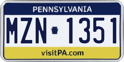 PA license plate MZN1351