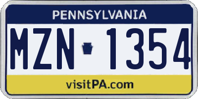 PA license plate MZN1354