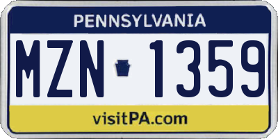 PA license plate MZN1359