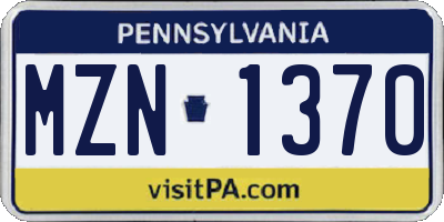 PA license plate MZN1370