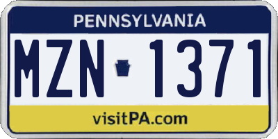 PA license plate MZN1371