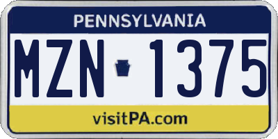 PA license plate MZN1375