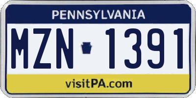 PA license plate MZN1391