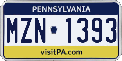 PA license plate MZN1393