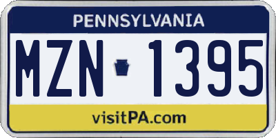 PA license plate MZN1395