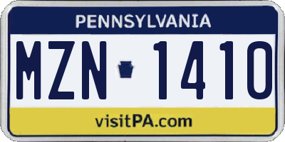 PA license plate MZN1410