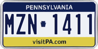 PA license plate MZN1411
