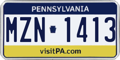 PA license plate MZN1413