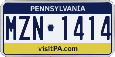 PA license plate MZN1414