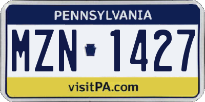 PA license plate MZN1427