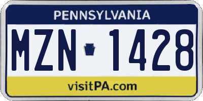 PA license plate MZN1428