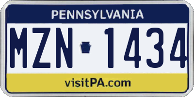 PA license plate MZN1434