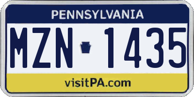 PA license plate MZN1435
