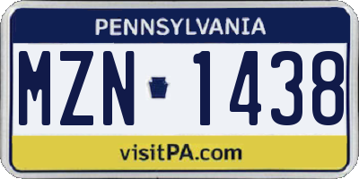 PA license plate MZN1438