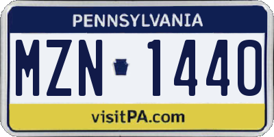 PA license plate MZN1440