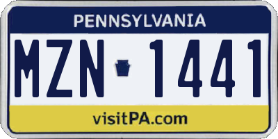 PA license plate MZN1441