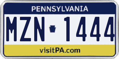 PA license plate MZN1444