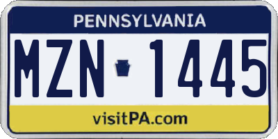 PA license plate MZN1445