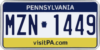 PA license plate MZN1449