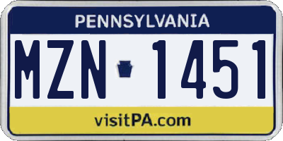 PA license plate MZN1451