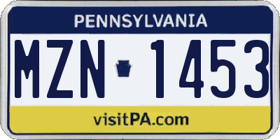 PA license plate MZN1453