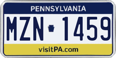 PA license plate MZN1459