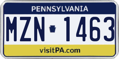 PA license plate MZN1463