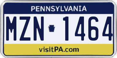 PA license plate MZN1464