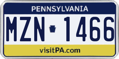 PA license plate MZN1466