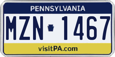PA license plate MZN1467
