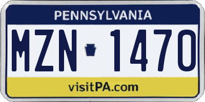 PA license plate MZN1470