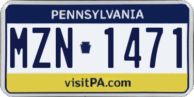 PA license plate MZN1471