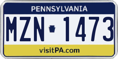 PA license plate MZN1473