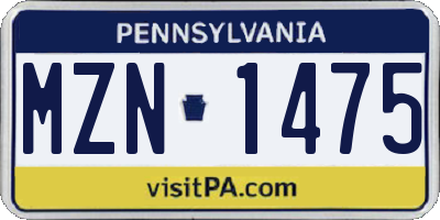 PA license plate MZN1475