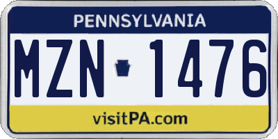 PA license plate MZN1476