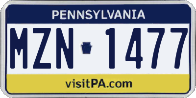 PA license plate MZN1477