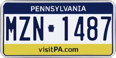 PA license plate MZN1487