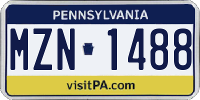PA license plate MZN1488