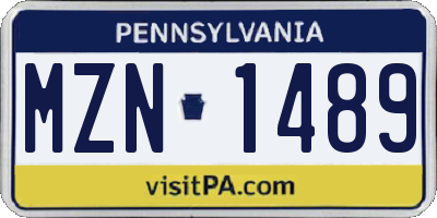 PA license plate MZN1489